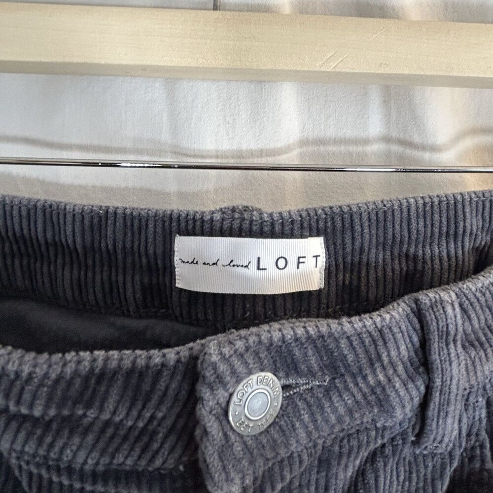 LOFT Blue Grey Corduroy Straight Leg Raw Hem Cropped Pants Womens Size 10/ 30" - Picture 3 of 14